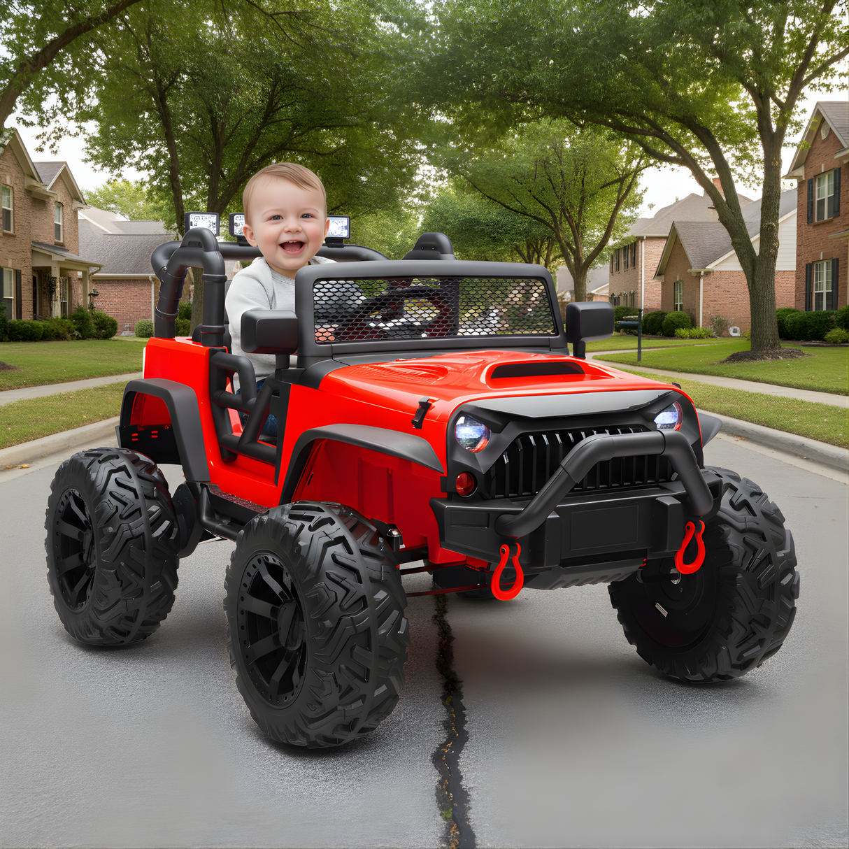 Red 24V EVA Big Wheels Kids 1 Seater Upgraded Ride On Truck with Rubber Wheels, Remote