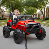 Red 24V EVA Big Wheels Kids 1 Seater Upgraded Ride On Truck with Rubber Wheels, Remote