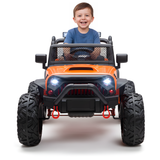 Orange 24V EVA Big Wheels Kids 1 Seater Upgraded Ride On Truck with Rubber Wheels, Remote