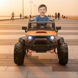 Orange 24V EVA Big Wheels Kids 1 Seater Upgraded Ride On Truck with Rubber Wheels, Remote