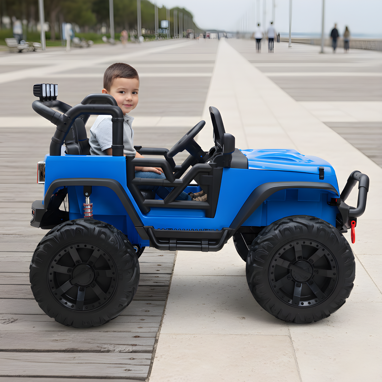Blue 24V EVA Big Wheels  Upgraded Ride On Truck with Rubber Wheels, Remote