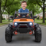 Orange 24V EVA Big Wheels Kids 1 Seater Upgraded Ride On Truck with Rubber Wheels, Remote