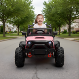 Pink 24V EVA Big Wheels Kids 1 Seater Upgraded Ride On Truck with Rubber Wheels, Remote