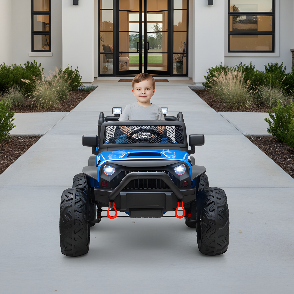 Blue 24V EVA Big Wheels  Upgraded Ride On Truck with Rubber Wheels, Remote