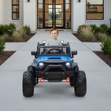 Blue 24V EVA Big Wheels  Upgraded Ride On Truck with Rubber Wheels, Remote