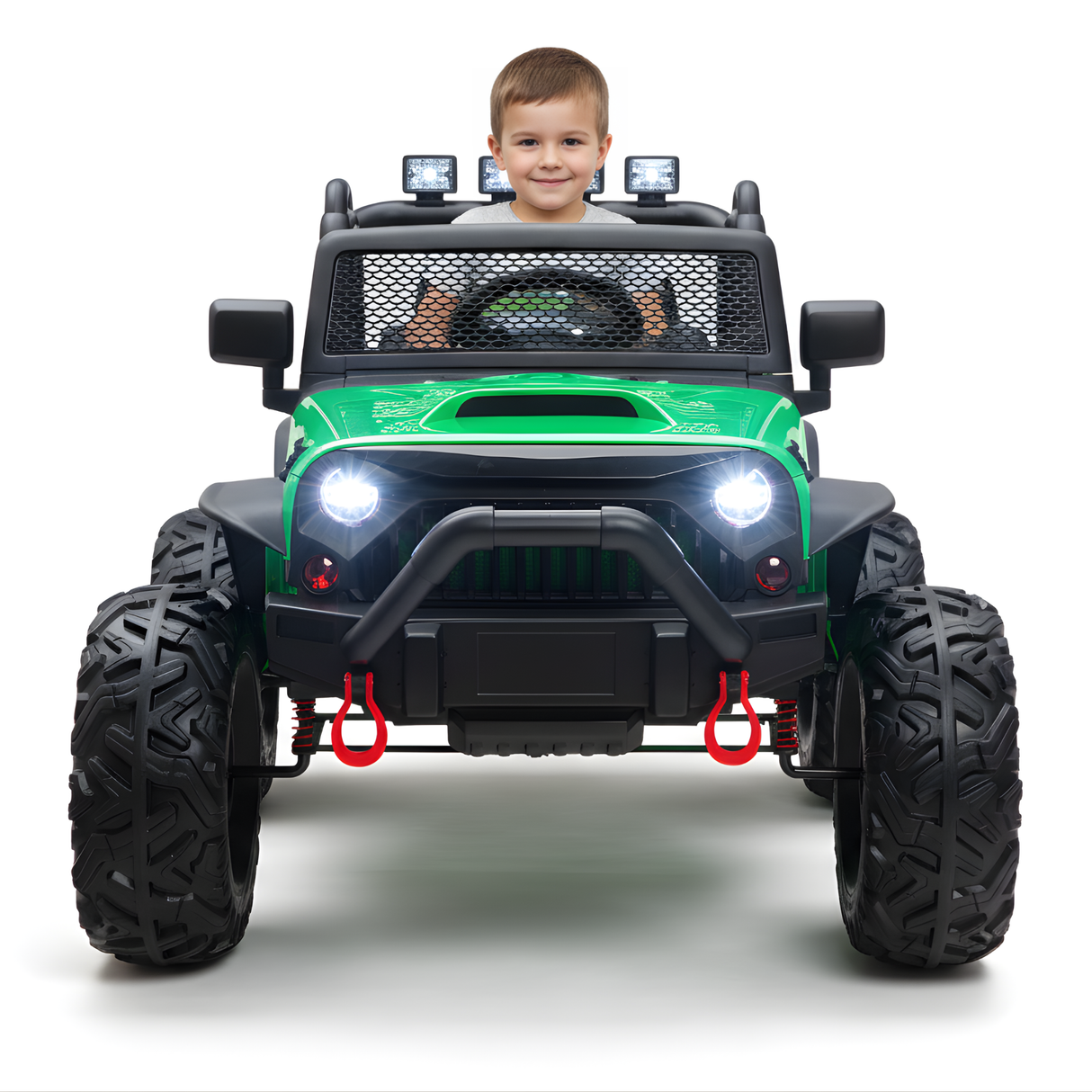 Green 24V EVA Big Wheels Kids 1 Seater Upgraded Ride On Truck with Rubber Wheels, Remote
