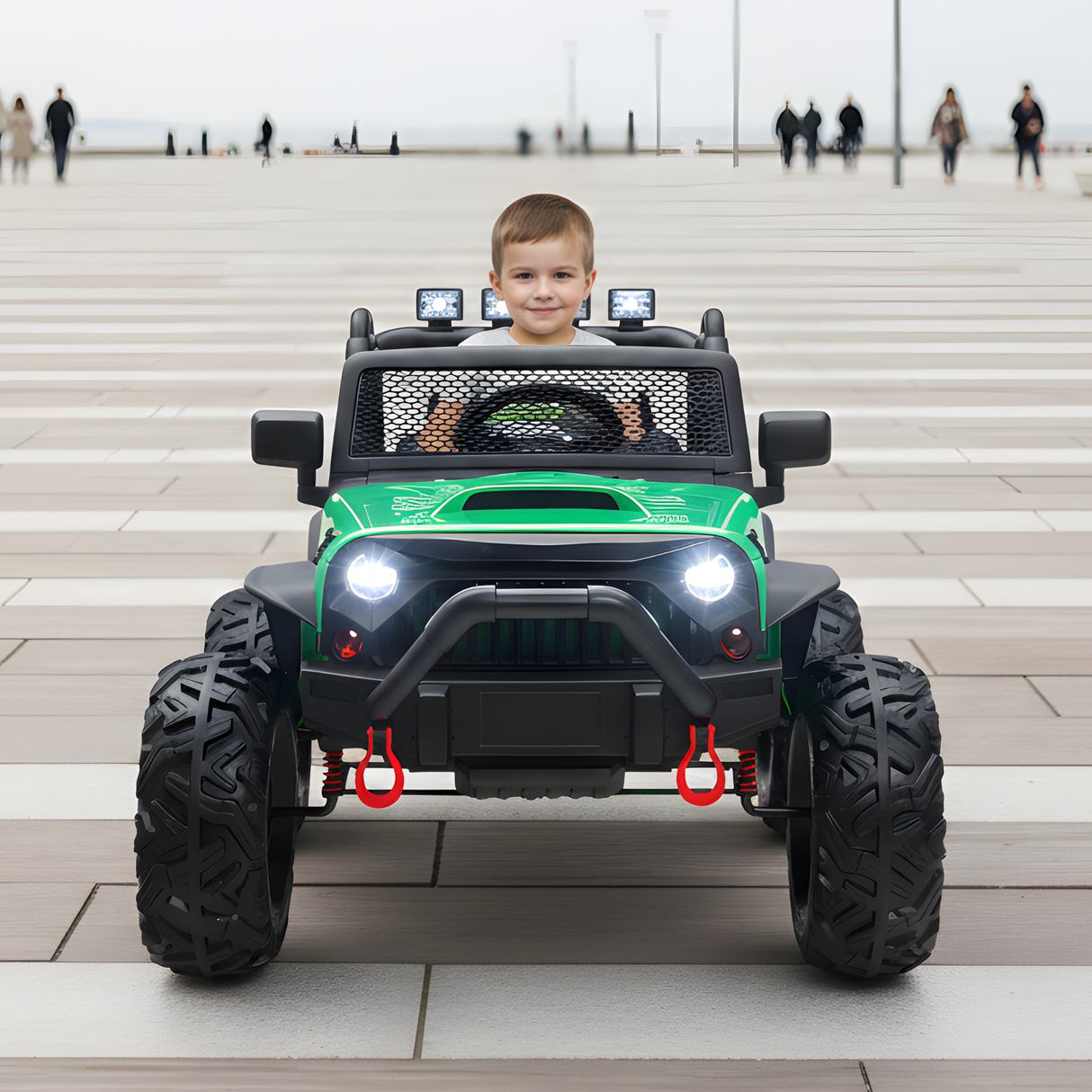 Green 24V EVA Big Wheels Kids 1 Seater Upgraded Ride On Truck with Rubber Wheels, Remote