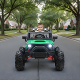 Green 24V EVA Big Wheels Kids 1 Seater Upgraded Ride On Truck with Rubber Wheels, Remote