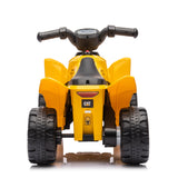 Yellow 6V Kids Mini CAT Themed Ride-On Quad ATV with LED Lights, Sound