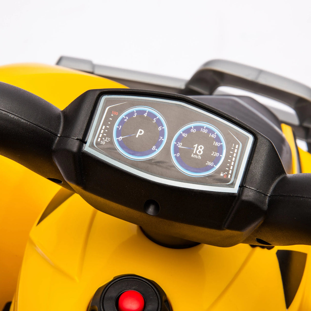 Yellow 6V Kids Mini CAT Themed Ride-On Quad ATV with LED Lights, Sound