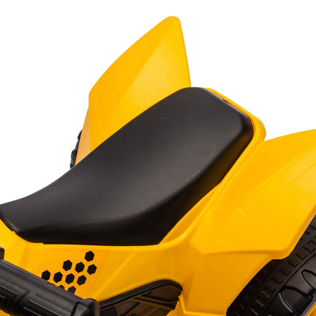 Yellow 6V Kids Mini CAT Themed Ride-On Quad ATV with LED Lights, Sound