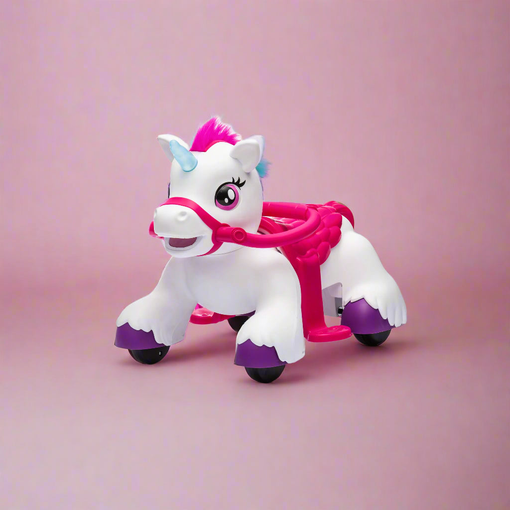 6V Toddlers Interactive 1-Seater Magical Unicorn Ride-On with Lights, Sound