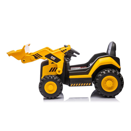 12V CAT Wheel Loader Ride-On with Bucket, LED Lights, Music, Remote