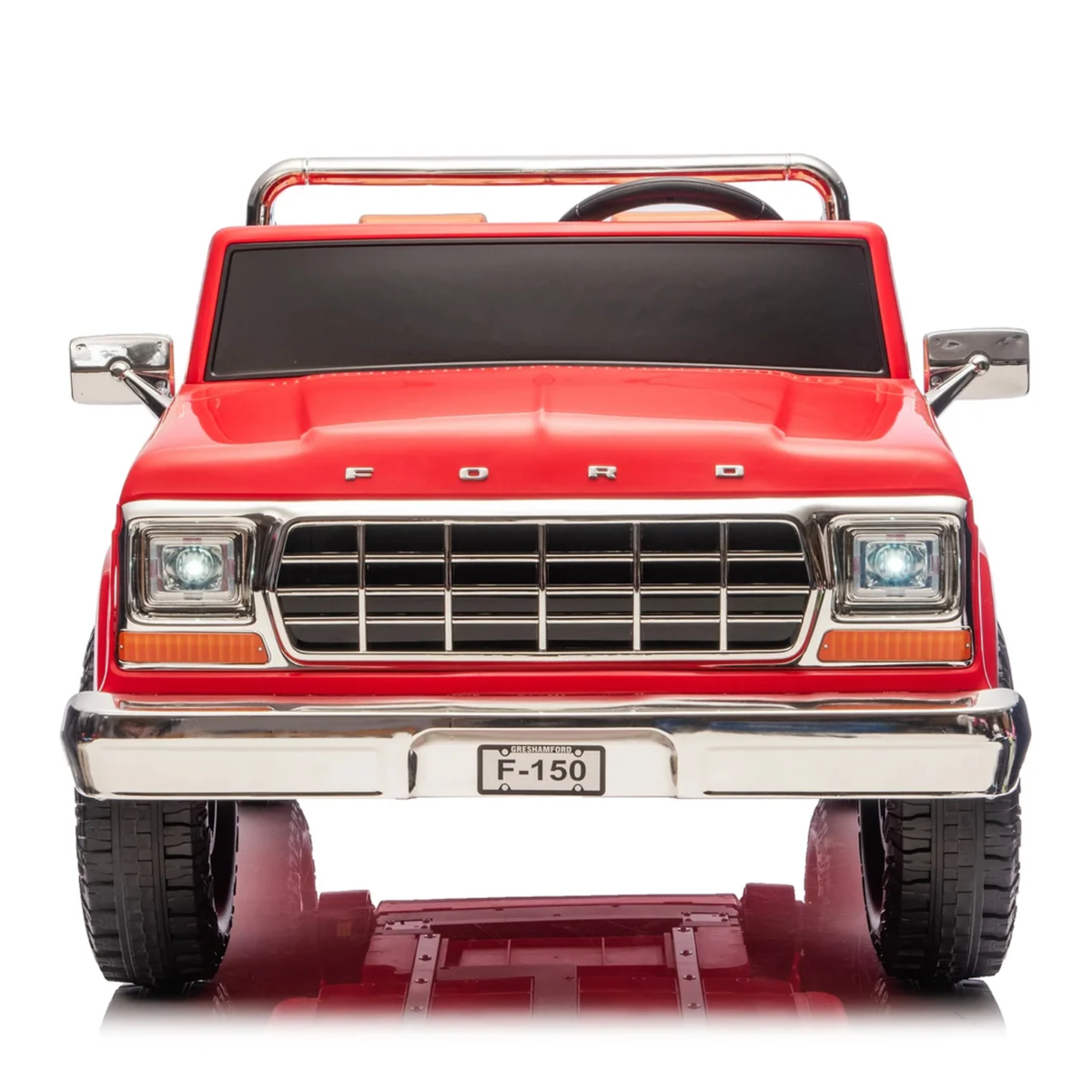 Red 24V Ford 150 Vintage 2-Seater 4X4 AWD Ride-On Truck with EVA Tires, Music, Remote