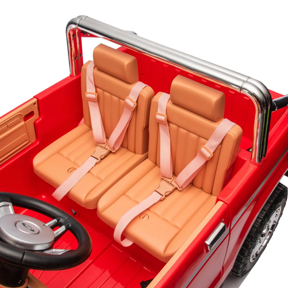 Red 24V Ford 150 Vintage 2-Seater 4X4 AWD Ride-On Truck with EVA Tires, Music, Remote