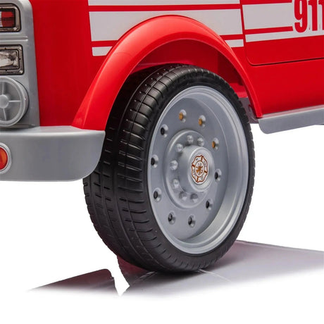 12V 1-Seater Ride-On Fire Truck with EVA Tires, Emergency Lights, Music, Remote