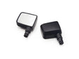 The 12V 888 2WD Set Of Mirrors showcases two black rectangular side mirrors with mounting rods on a white background, highlighting one reflective surface and the back of the other. Perfect for your ride-on car, they are part of our final sale.