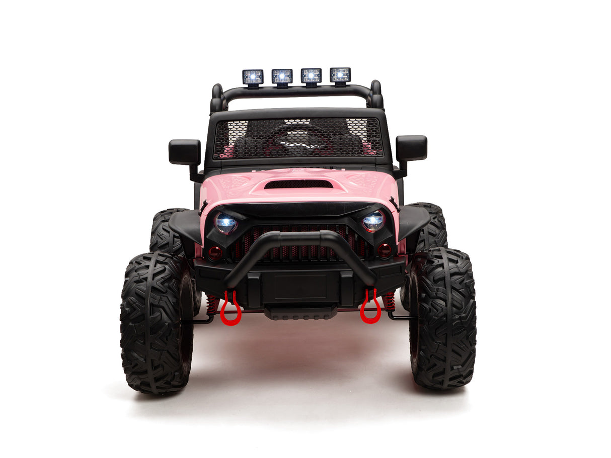 Pink 24V EVA Big Wheels Kids 1 Seater Upgraded Ride On Truck with Rubber Wheels, Remote