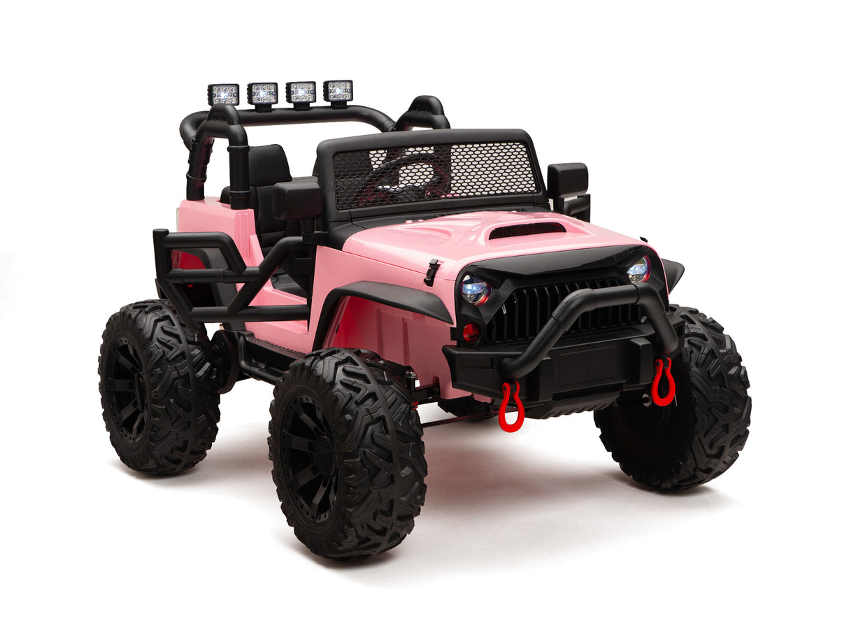 Pink 24V EVA Big Wheels Kids 1 Seater Upgraded Ride On Truck with Rubber Wheels, Remote