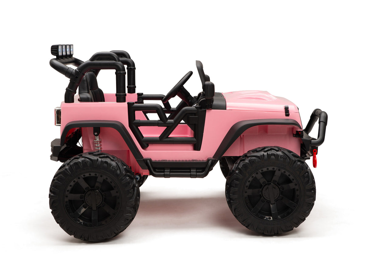 Pink 24V EVA Big Wheels Kids 1 Seater Upgraded Ride On Truck with Rubber Wheels, Remote