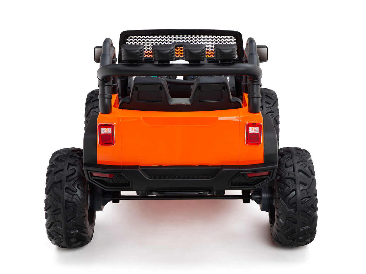 Orange 24V EVA Big Wheels Kids 1 Seater Upgraded Ride On Truck with Rubber Wheels, Remote