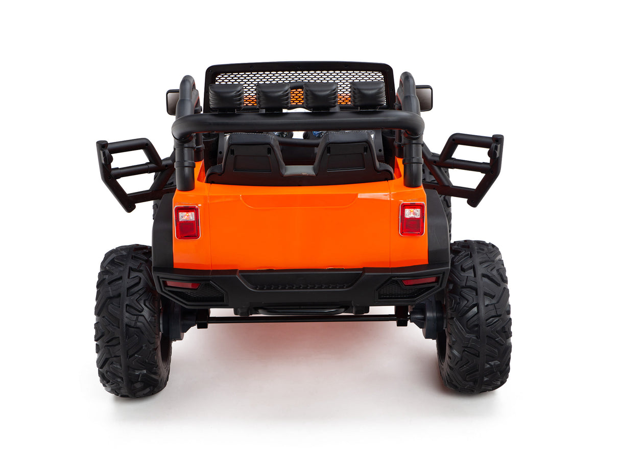 Orange 24V EVA Big Wheels Kids 1 Seater Upgraded Ride On Truck with Rubber Wheels, Remote