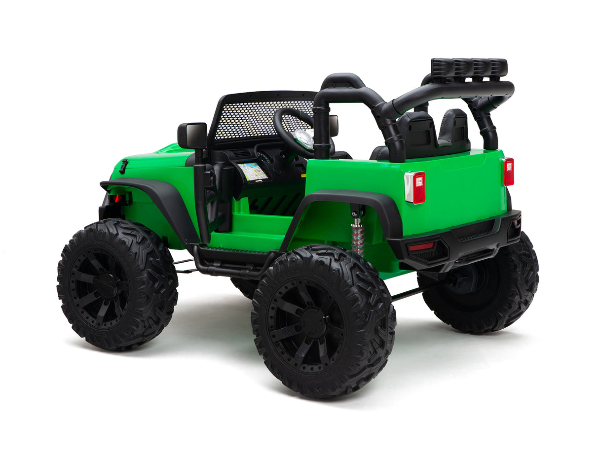 Green 24V EVA Big Wheels Kids 1 Seater Upgraded Ride On Truck with Rubber Wheels, Remote