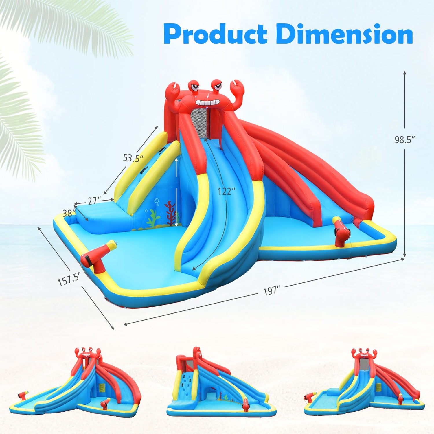 Inflatable Water Slide Bounce House with Water Cannon with 680W Blower