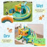 Inflatable Water Slide with Dual Slides and Splash Pool Bounce House with 735W Blower