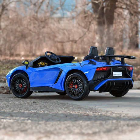 Blue 24V/180W Lamborghini SV Limited Edition XXL Ride-On Supercar with Air-Filled Rubber Tires — 9MPH