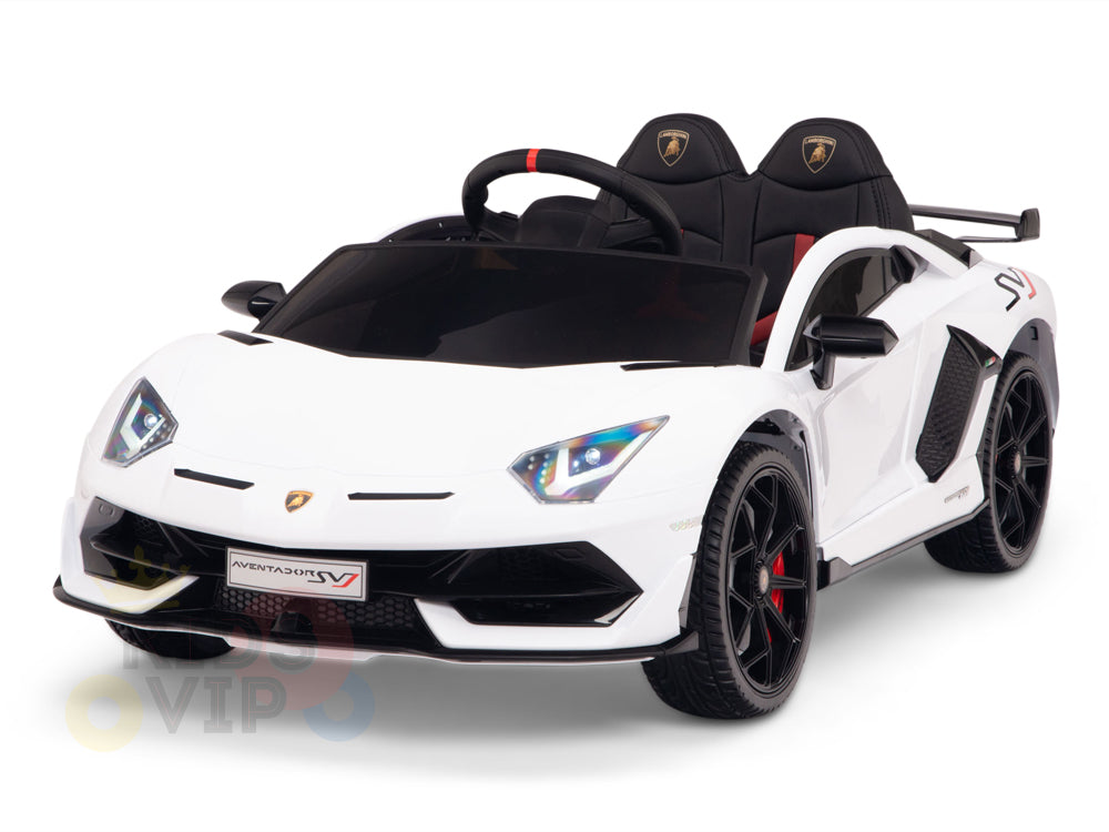 White 12V Lamborghini SVJ Sport Kids Licensed 1 Seater Ride On Car