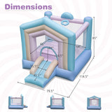 Kids Bounce House with Slide and Basketball Rim Bouncy Castle for Party without Blower