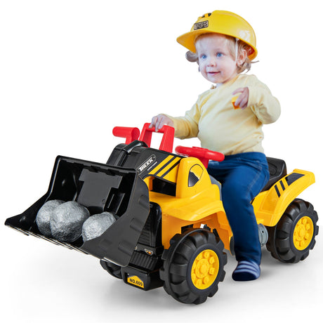 Kids Foot-To-Floor Ride-On Bulldozer with Adjustable Bucket Aged 3+ Years Old