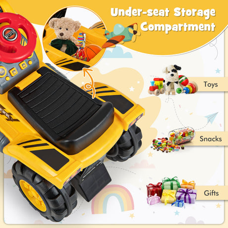 Kids Foot-To-Floor Ride-On Bulldozer with Adjustable Bucket Aged 3+ Years Old