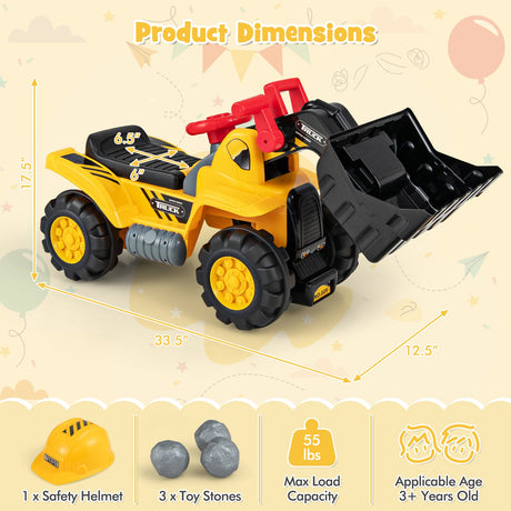 Kids Foot-To-Floor Ride-On Bulldozer with Adjustable Bucket Aged 3+ Years Old