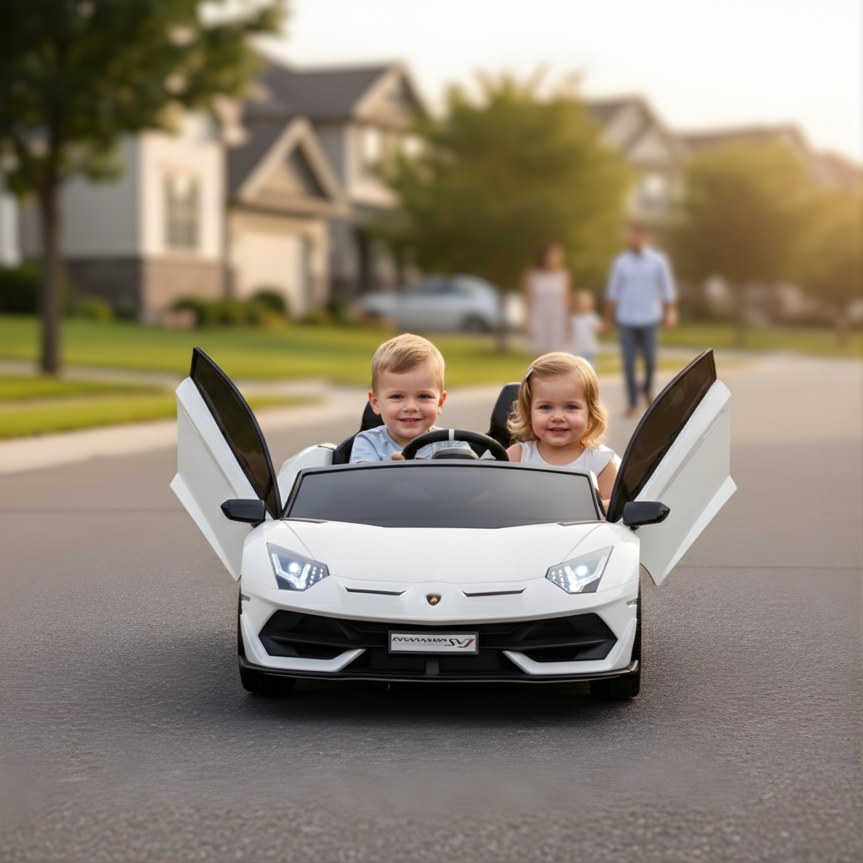 White 24V Lamborghini Aventador SVJ Ultimate Kids' Ride-On Drifting Car