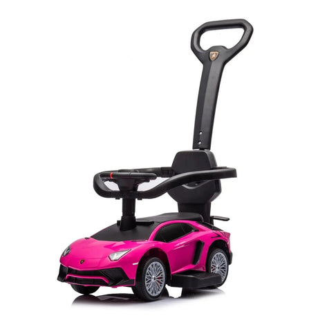 3-In-1 Licensed Lamborghini Aventador Ride-On Push Car with Detachable Parent Handle, Guardrails