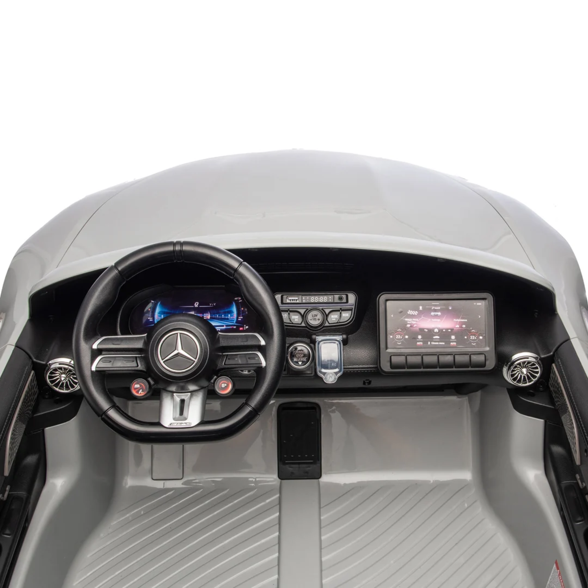 Grey 24V Mercedes AMG GT63 2-Seater Ride-On Car with EVA Tires, Music, Remote