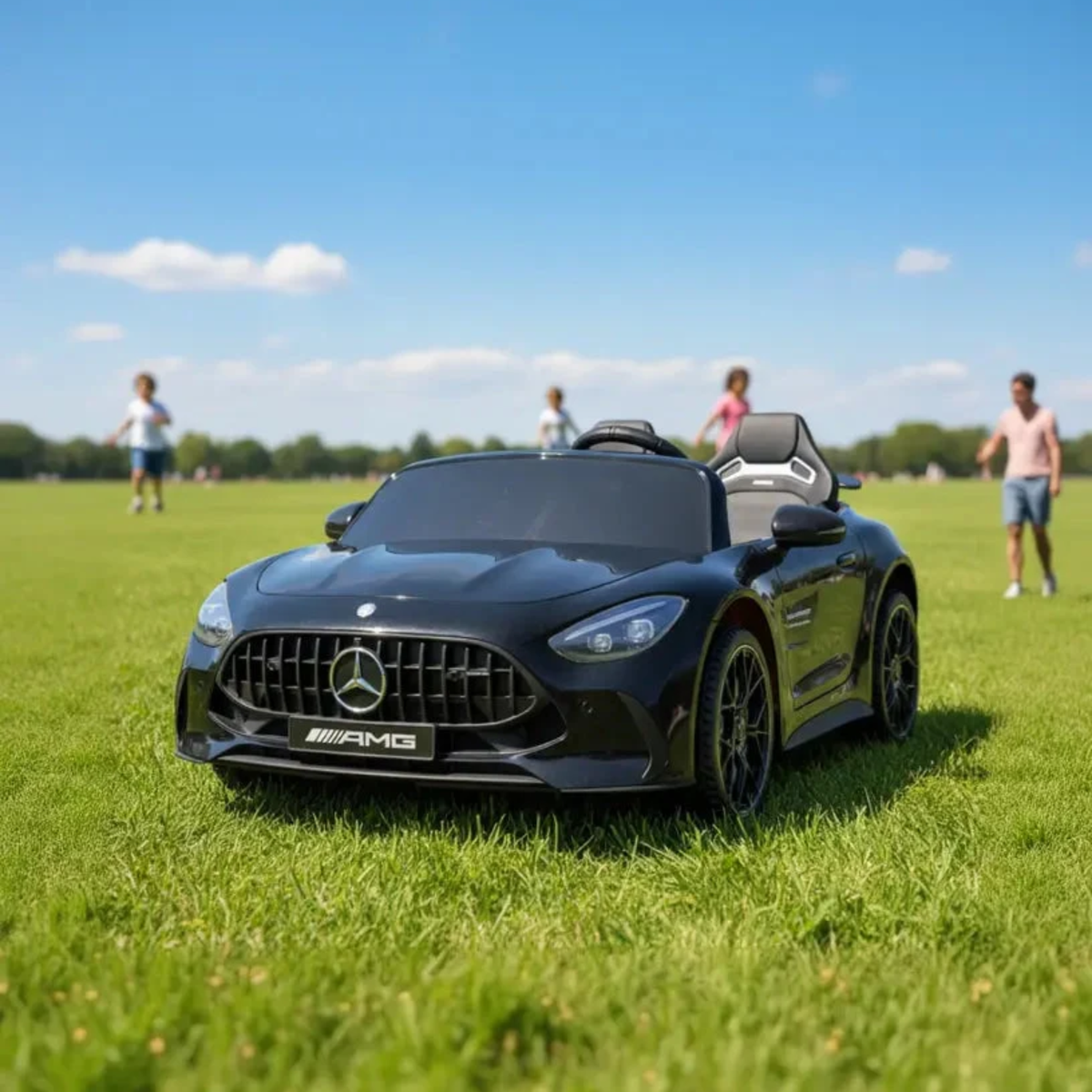 Black 24V Mercedes AMG GT63 2-Seater Ride-On Car with EVA Tires, Music, Remote