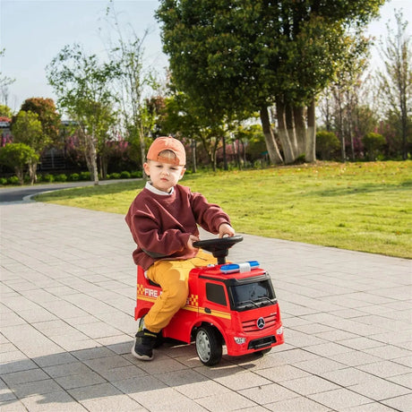 Toddlers Mercedes Antos Foot-to-Floor Ride-On Fire Truck with Storage, Sound