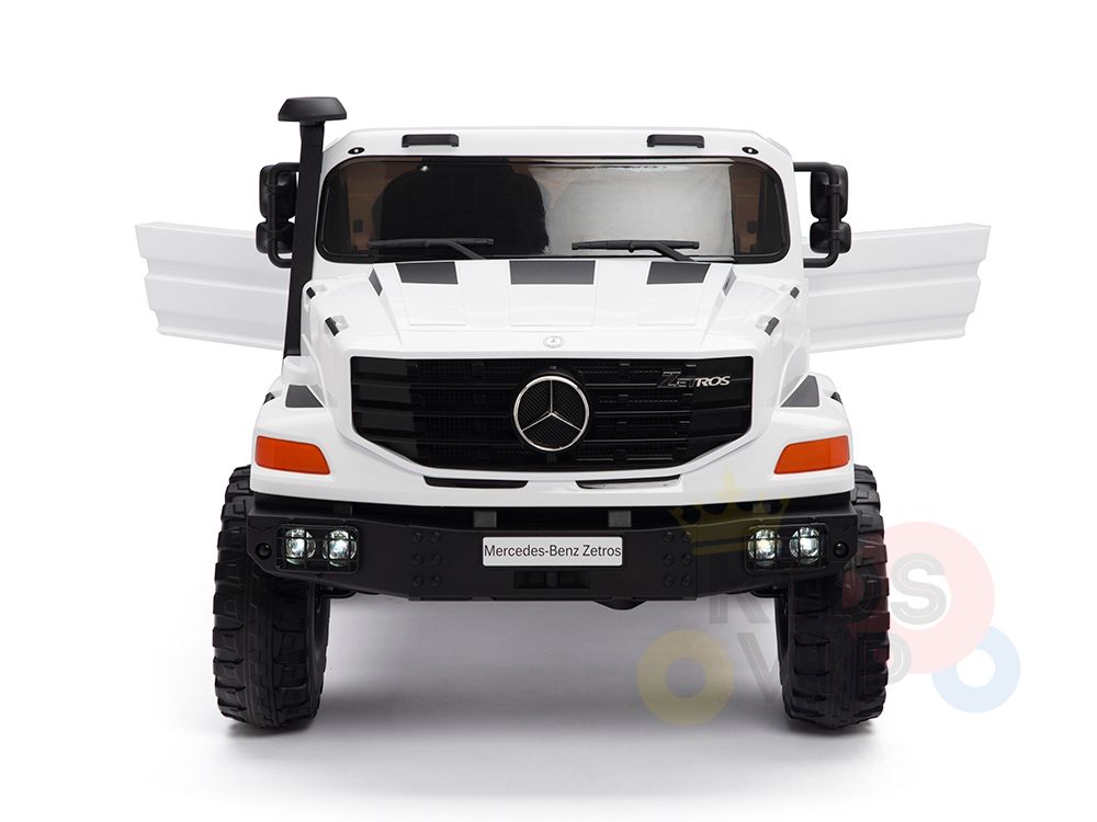 White 24V XXL Mercedes Benz Zetros Kids Ride On Truck with RC