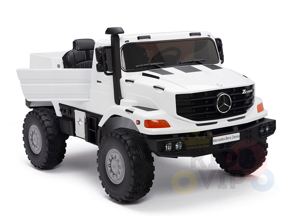 White 24V XXL Mercedes Benz Zetros Kids Ride On Truck with RC