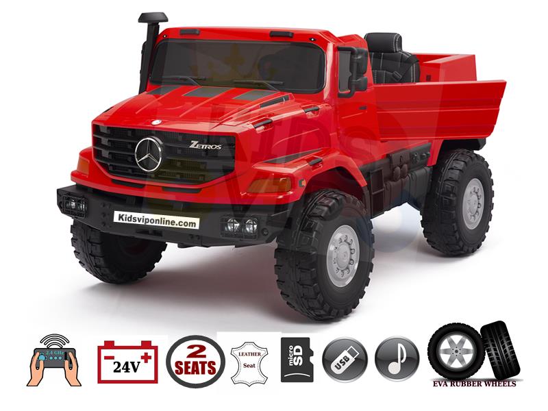 Red 24V XXL Mercedes Benz Zetros Kids Ride On Truck with RC