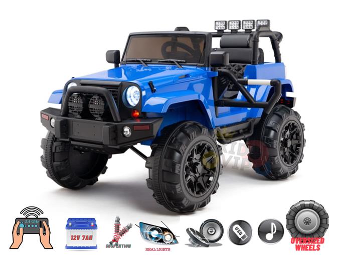 Blue 12V Sport Edition Trailcat Big Wheels Kids Ride on Truck with RC