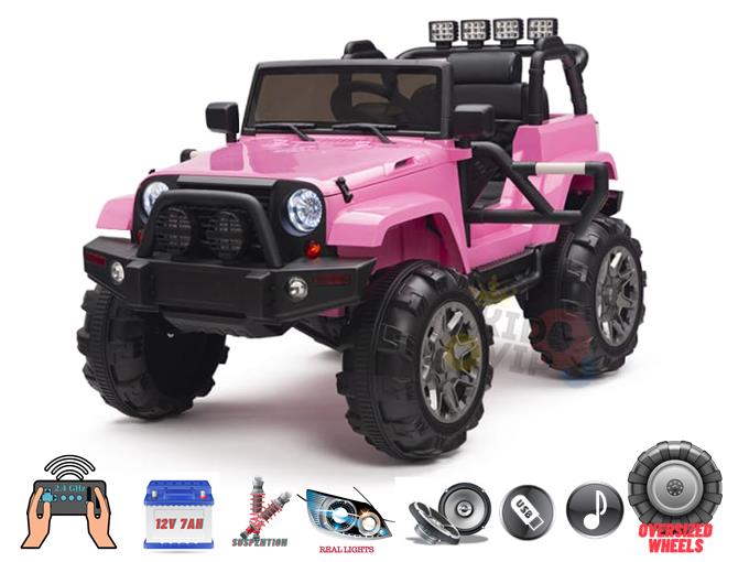 Pink 12V Sport Edition Trailcat Big Wheels Kids Ride on Truck with RC