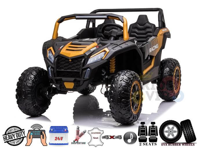 Gold 2 Seater XXL Blade BT 4WD Edition 24V Kids Ride On UTV, Buggy with RC