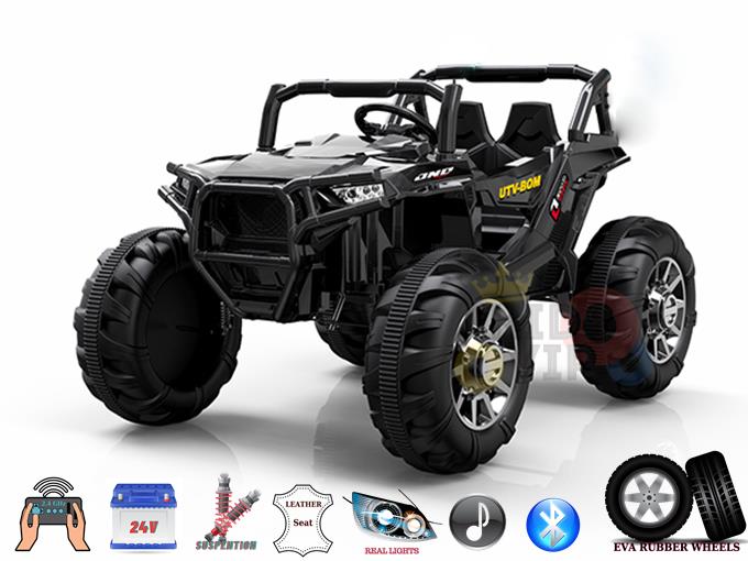 Black Edition 2 Seats UTV Adventure 24V Kids Ride On UTV with RC