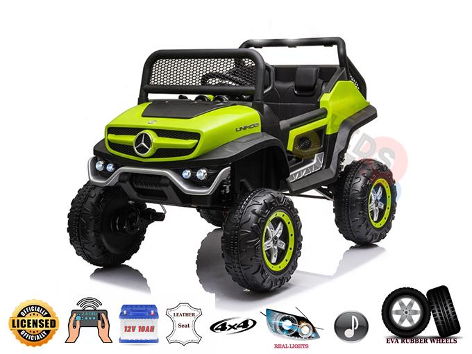 Green Official 12V Mercedes Unimog Junior 4X4 Kids Ride On UTV with Remote Control