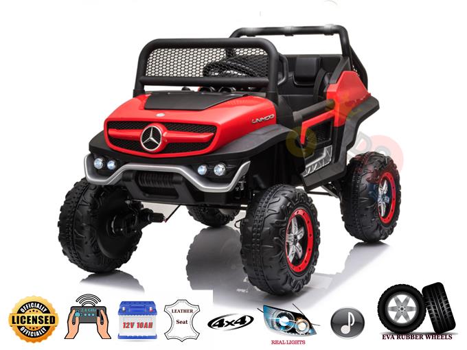 Red 12V/4X4 Official Mercedes Unimog Junior Ride On UTV, Remote Control