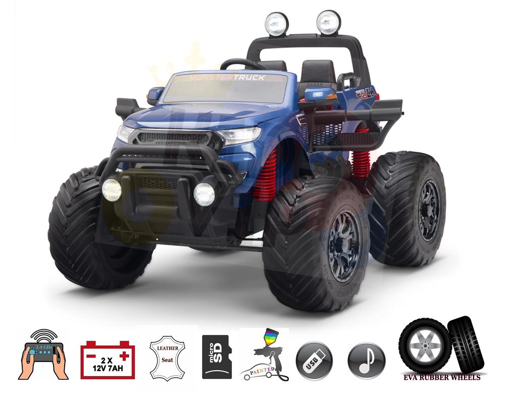 4WD Big Wheels Storm Monster Edition 2x12V Kids Ride On Truck, RC